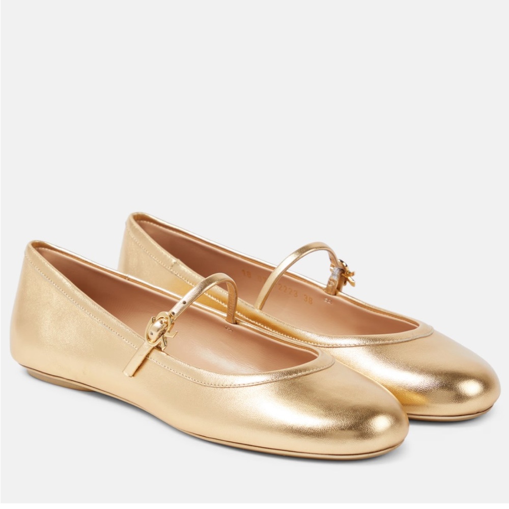 Gianvito Rossi Gold Mary Jane Flats